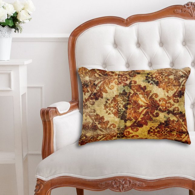  rustieke herfst Herfst bruin damast Accent Kussen (Vintage Rustic Autumn Fall Brown Damask Accent Pillow)