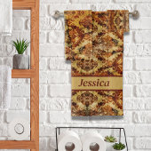  rustieke herfst Herfst bruin damast Bad Handdoek