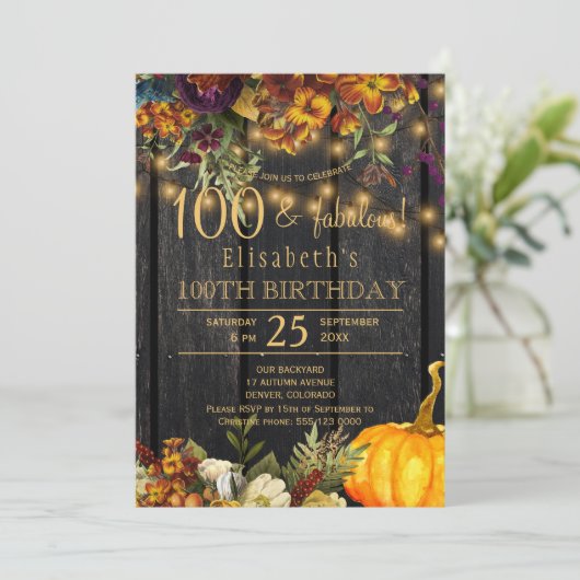 Rustieke herfst herfst floral chic 100 fantastisch kaart (Staand voorkant)