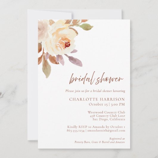 Rustieke Herfst Herfst Floral Vrijgezellenfeest Kaart (Voorkant)