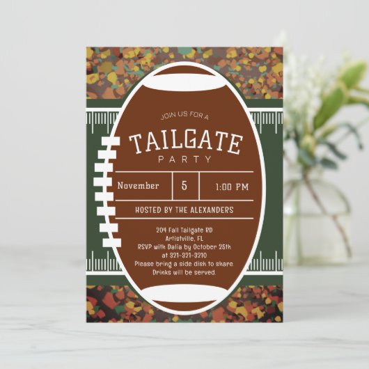 Rustieke herfst Herfst Football Tailgate Party Kaart (Staand voorkant)