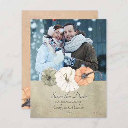 Rustieke Herfst Herfst Foto Bruiloft Save the Date Kaart (Voorkant / Achterkant)