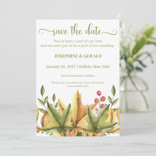 Rustieke Herfst herfst gebladerte bruiloft Save th Kaart (Staand voorkant)