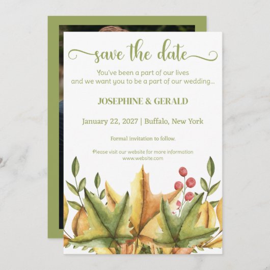 Rustieke Herfst herfst gebladerte bruiloft Save th Kaart (Voorkant / Achterkant)