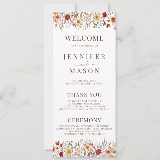 Rustieke Herfst herfst gedroogde bloemen bruiloft  (Voorkant)