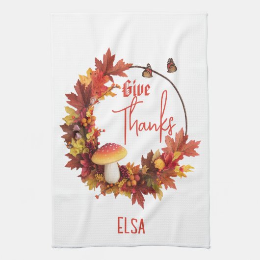 Rustieke herfst Herfst geven Bedankt Theedoek (Verticaal)