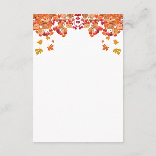 Rustieke herfst herfst herfst bruiloft details informatiekaartje (Achterkant)