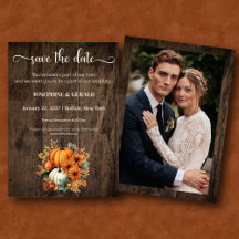 Rustieke Herfst Herfst Hout Bruiloft Save the Date