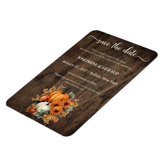 Rustieke Herfst Herfst Hout Bruiloft Save the Date Magneet (Linkerzijde)