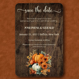 Rustieke Herfst Herfst Hout Bruiloft Save the Date Magneet