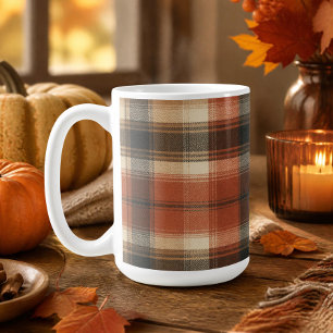 Rustieke Herfst Herfst Klassieke Plaid Roest Crème Koffiemok