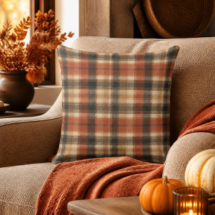 Rustieke Herfst Herfst Klassieke Plaid Roest Crème Kussen