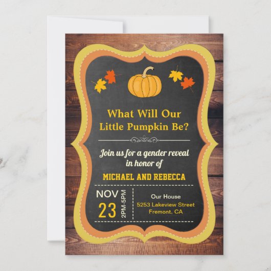 rustieke Herfst herfst pompoen Geslacht onthullen Kaart (Voorkant)