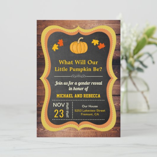 rustieke Herfst herfst pompoen Geslacht onthullen Kaart (Staand voorkant)