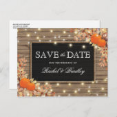 Rustieke Herfst Herfst Pompoen Save the Date Aankondigingskaart (Voorkant / Achterkant)