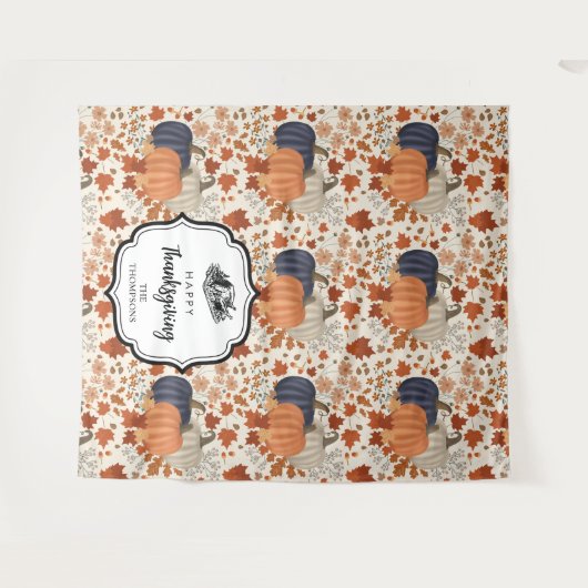 Rustieke Herfst Herfst Pompoen Wildflower Thanksgi Wandkleed (Voorkant (horizontaal))