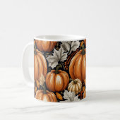 Rustieke Herfst Herfst Pompoenen Bladpatroon Koffiemok (Voorkant links)