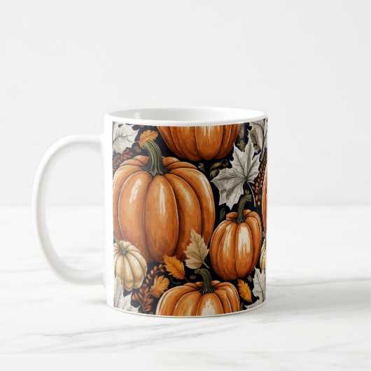 Rustieke Herfst Herfst Pompoenen Bladpatroon Koffiemok (Links)