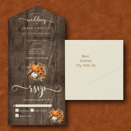 Rustieke Herfst herfst pompoenen bruiloft All In One Uitnodiging