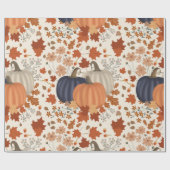 Rustieke Herfst Herfst Pompoenen Wildflowers Blade Cadeaupapier (Vlak)