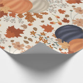 Rustieke Herfst Herfst Pompoenen Wildflowers Blade Cadeaupapier (Hoek)