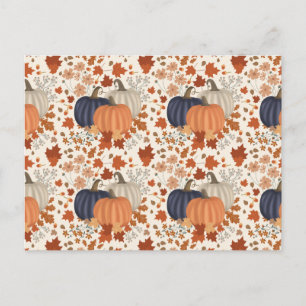 Rustieke Herfst Herfst Pompoenen Wildflowers Blade Feestdagenkaart