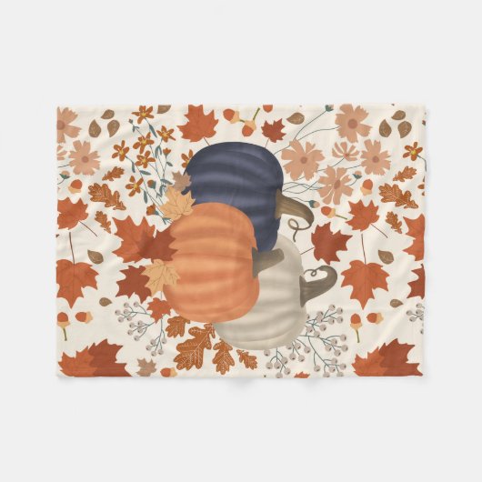 Rustieke Herfst Herfst Pompoenen Wildflowers Blade Fleece Deken (Voorkant (Horizontaal))