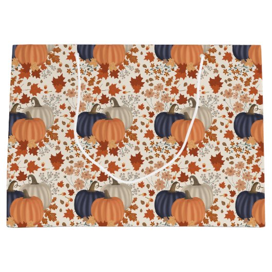 Rustieke Herfst Herfst Pompoenen Wildflowers Blade Groot Cadeauzakje (Voorkant)