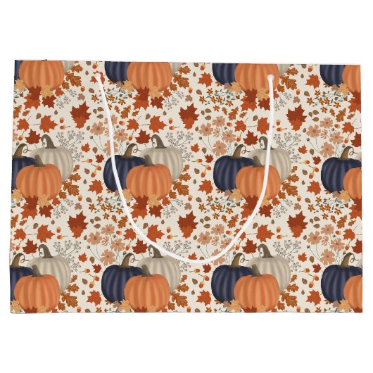 Rustieke Herfst Herfst Pompoenen Wildflowers Blade Groot Cadeauzakje (Achterkant)
