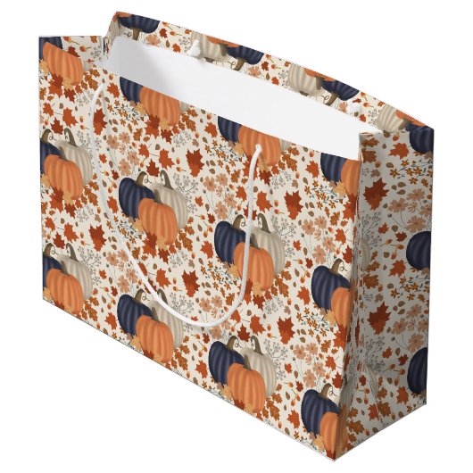 Rustieke Herfst Herfst Pompoenen Wildflowers Blade Groot Cadeauzakje (Achterkant Gekanteld)