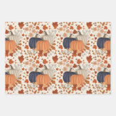 Rustieke Herfst Herfst Pompoenen Wildflowers Blade Inpakpapier Vel (Voorkant)