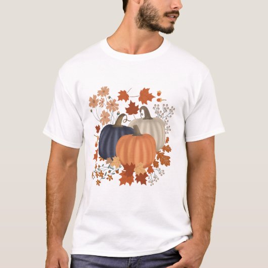 Rustieke Herfst Herfst Pompoenen Wildflowers Blade T-shirt (Voorkant)