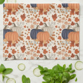 Rustieke Herfst Herfst Pompoenen Wildflowers Blade Theedoek (Gevouwen)