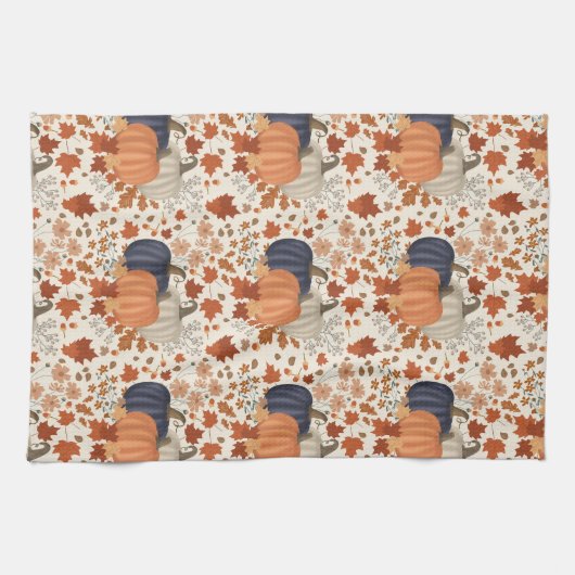 Rustieke Herfst Herfst Pompoenen Wildflowers Blade Theedoek (Horizontaal)