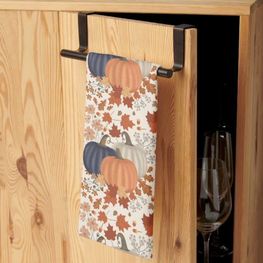 Rustieke Herfst Herfst Pompoenen Wildflowers Blade Theedoek (Derde Gevouwen)