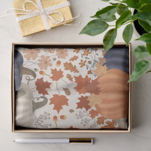 Rustieke Herfst Herfst Pompoenen Wildflowers Blade Tissuepapier (Geschenk)
