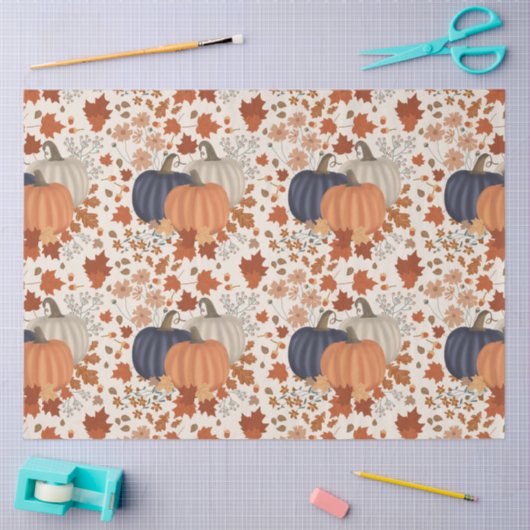 Rustieke Herfst Herfst Pompoenen Wildflowers Blade Tissuepapier (Craft)