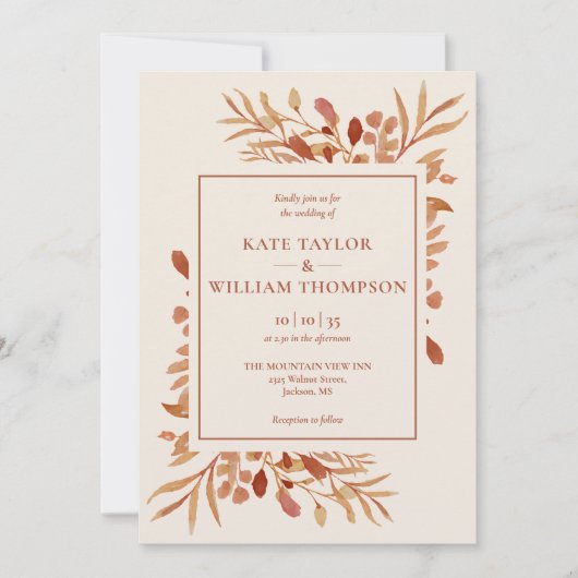 Rustieke herfst Herfst Terracotta bruiloft Kaart (Voorkant)