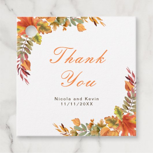 Rustieke herfst herfst verlaat bruiloft Dank u Bedankjes Labels (Voorkant)