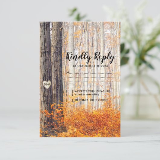 Rustieke herfst herfst verlaat bruiloft RSVP (Staand voorkant)