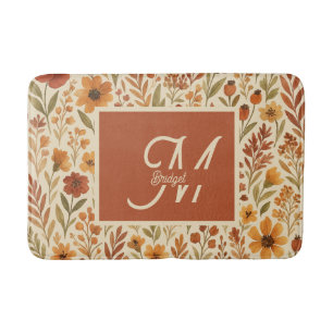 Rustieke Herfst herfst Vibes & Floral Monogram Badmat