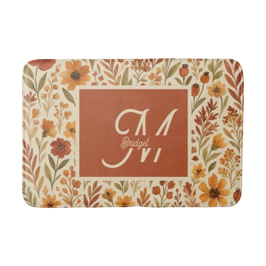Rustieke Herfst herfst Vibes & Floral Monogram Badmat (Voorkant)