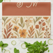 Rustieke Herfst herfst Vibes & Floral Monogram Theedoek (Gevouwen)