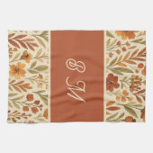 Rustieke Herfst herfst Vibes & Floral Monogram Theedoek (Horizontaal)