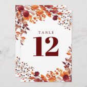 Rustieke Herfst Herfst Waterverf Bloemen Tafel Num Kaart (Voorkant / Achterkant)