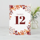 Rustieke Herfst Herfst Waterverf Bloemen Tafel Num Kaart (Staand voorkant)