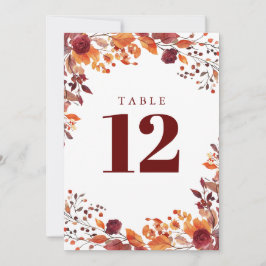 Rustieke Herfst Herfst Waterverf Bloemen Tafel Num Kaart