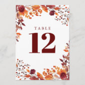 Rustieke Herfst Herfst Waterverf Bloemen Tafel Num Kaart (Voorkant)