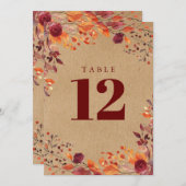 Rustieke Herfst Herfst Waterverf Bloemen Tafel Num Kaart (Voorkant / Achterkant)