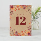 Rustieke Herfst Herfst Waterverf Bloemen Tafel Num Kaart (Staand voorkant)